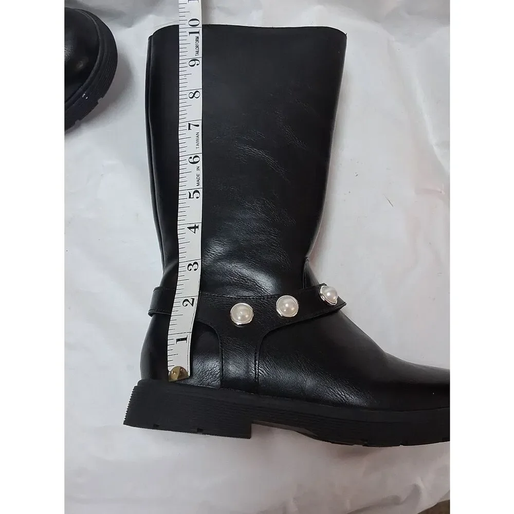 Sonoma Black Pearl-Embellished Girl's Mid-Calf Boots Sz 2 NWOT